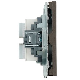 Розетка компьютерная 2-местная RJ-45 (механизм), STEKKER, серия Эмили, RST00-5111-09, антрацит, soft touch, 49926