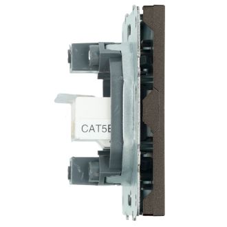 Розетка компьютерная 2-местная RJ-45 (механизм), STEKKER, серия Эмили, RST00-5111-09, антрацит, soft touch, 49926