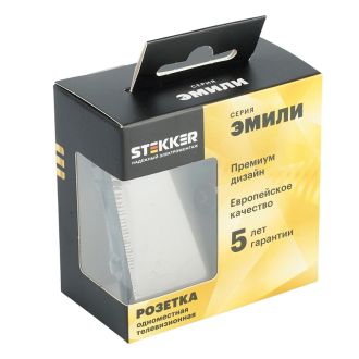 Розетка телевизионная 1-местная (механизм), STEKKER, 75 Ом, 5-862МГц, серия Эмили, RST00-5108-09, антрацит, soft touch, 49927