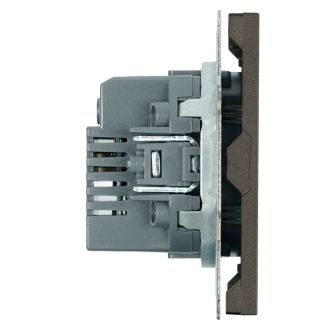 Розетка 2-местная USB + Type C (механизм), STEKKER, 250В, 20W, серия Эмили, RST10-5115-09, антрацит, soft touch, 49931