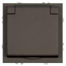 Розетка 1-местная с крышкой с защ. штор, STEKKER, с/з, IP42, 250В, 16А, серия Эмили, RST16-5112-09, антрацит, soft touch, 49933