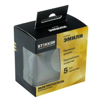 Выключатель диммирующий (механизм), STEKKER, 250В, 500W, серия Эмили, RSW10-5106-10, платиново-серый, soft touch, 49946