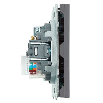 Розетка TV + компьютерная RJ-45 (механизм), STEKKER, серия Эмили, RST00-5106-10, платиново-серый, soft touch, 49950