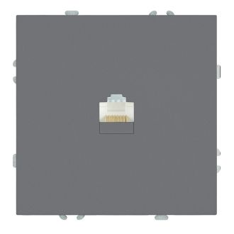 Розетка компьютерная 1-местная RJ-45 (механизм), STEKKER, серия Эмили, RST00-5117-10, платиново-серый, soft touch, 49951