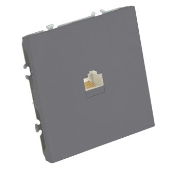 Розетка компьютерная 1-местная RJ-45 (механизм), STEKKER, серия Эмили, RST00-5117-10, платиново-серый, soft touch, 49951