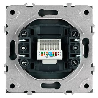Розетка компьютерная 1-местная RJ-45 (механизм), STEKKER, серия Эмили, RST00-5117-10, платиново-серый, soft touch, 49951
