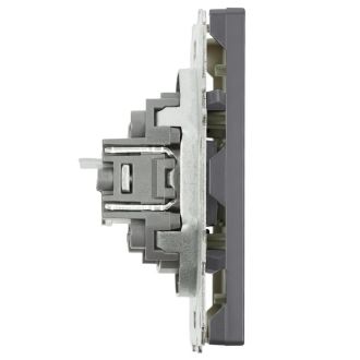 Розетка компьютерная 2-местная RJ-45 (механизм), STEKKER, серия Эмили, RST00-5111-10, платиново-серый, soft touch, 49952