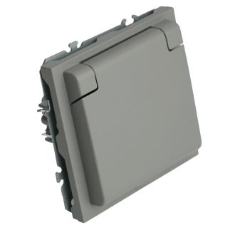 Розетка 1-местная с крышкой с защ. штор, STEKKER, б/з, IP42, 250В, 16А, серия Эмили, RST16-5113-10, платиново-серый, soft touch, 49956