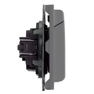 Розетка 1-местная с крышкой с защ. штор, STEKKER, б/з, IP42, 250В, 16А, серия Эмили, RST16-5113-10, платиново-серый, soft touch, 49956