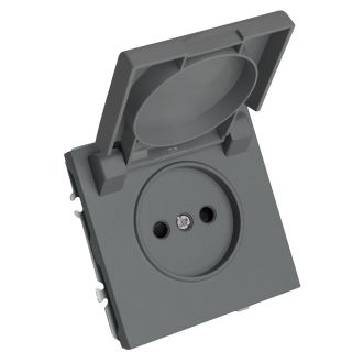 Розетка 1-местная с крышкой с защ. штор, STEKKER, б/з, IP42, 250В, 16А, серия Эмили, RST16-5113-10, платиново-серый, soft touch, 49956