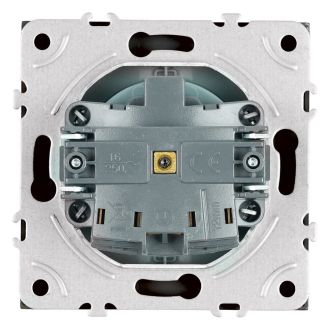 Розетка 1-местная с крышкой с защ. штор, STEKKER, с/з, IP42, 250В, 16А, серия Эмили, RST16-5112-10, платиново-серый, soft touch, 49959