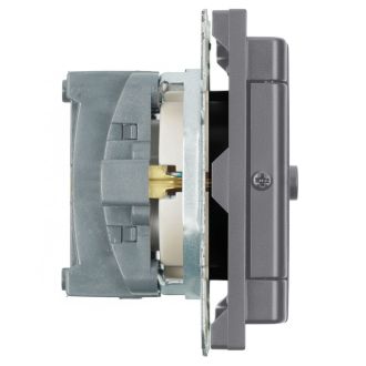 Розетка 1-местная с крышкой с защ. штор, STEKKER, с/з, IP42, 250В, 16А, серия Эмили, RST16-5112-10, платиново-серый, soft touch, 49959
