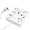 Удлинитель 6-местный c/з 3x1 мм2, 3 м, 250В, 10А, 4USB+2Type-C 2,4А, серия Home plus, белый STEKKER HM09-66-02, 49982 Удлинитель 6-местный c/з 3x1 мм2, 3 м, 250В, 10А, 4USB+2Type-C 2,4А, серия Home plus, белый STEKKER HM09-66-02, 49982