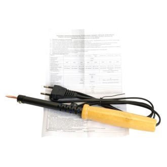 Паяльник с деревянной ручкой 40W, нихромовый нагреватель, долговечное жало, 230В, STEKKER PLE110-40, 49984