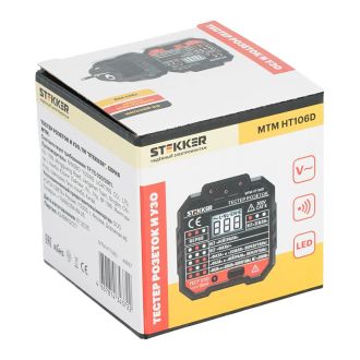 Тестер розеток и УЗО, питание от сети 230V, черный, STEKKER MTM HT106D, 49997