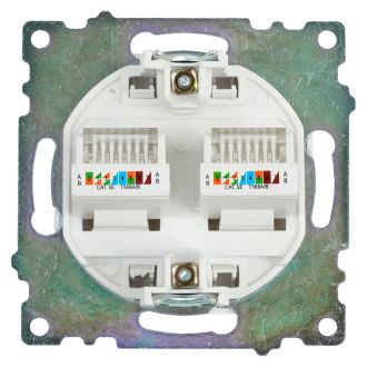 Розетка компьютерная 2-местная RJ-45 (механизм) STEKKER GLS00-7109-01, серия Катрин, белый, 50003