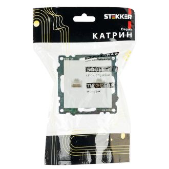 Розетка компьютерная 2-местная RJ-45 (механизм) STEKKER GLS00-7109-01, серия Катрин, белый, 50003
