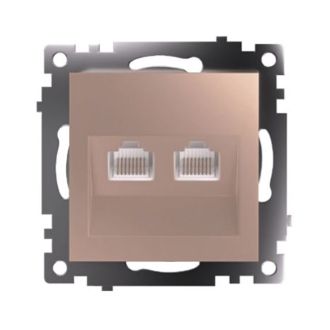 Розетка компьютерная 2-местная RJ-45 (механизм) STEKKER GLS00-7109-02, серия Катрин, шампань, 50004