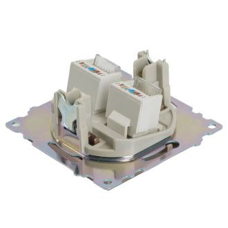 Розетка компьютерная 2-местная RJ-45 (механизм) STEKKER GLS00-7109-02, серия Катрин, шампань, 50004