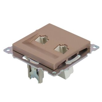 Розетка компьютерная 2-местная RJ-45 (механизм) STEKKER GLS00-7109-02, серия Катрин, шампань, 50004