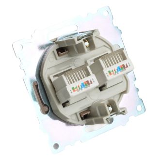 Розетка компьютерная 2-местная RJ-45 (механизм) STEKKER GLS00-7109-02, серия Катрин, шампань, 50004