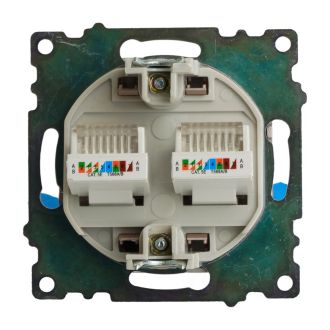 Розетка компьютерная 2-местная RJ-45 (механизм) STEKKER GLS00-7109-02, серия Катрин, шампань, 50004