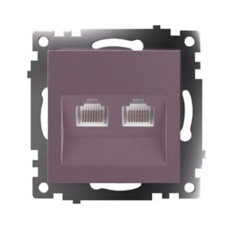 Розетка компьютерная 2-местная RJ-45 (механизм) STEKKER GLS00-7109-04, серия Катрин, шоколад, 50006
