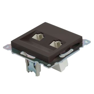 Розетка компьютерная 2-местная RJ-45 (механизм) STEKKER GLS00-7109-04, серия Катрин, шоколад, 50006