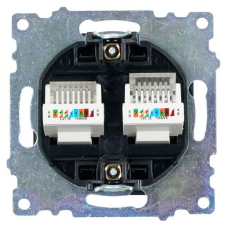 Розетка компьютерная 2-местная RJ-45 (механизм), STEKKER, GLS00-7109-05, серия Катрин, черный, 50007