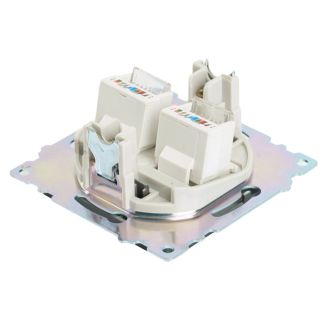 Розетка компьютерная 2-местная RJ-45 (механизм) STEKKER GLS00-7109-06, серия Катрин, графит, 50008