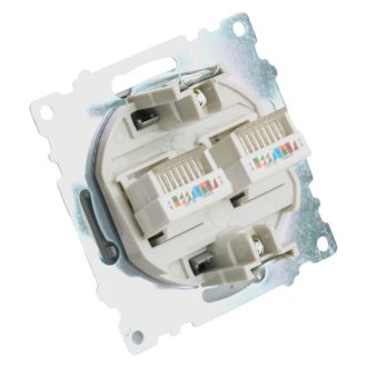 Розетка компьютерная 2-местная RJ-45 (механизм) STEKKER GLS00-7109-06, серия Катрин, графит, 50008