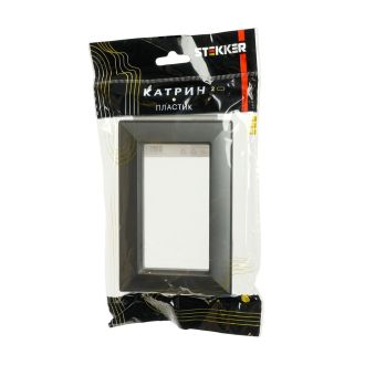 Рамка 2-местная (без перемычки), пластик, STEKKER, PFR00-7012-06, серия Катрин, графит, 50045