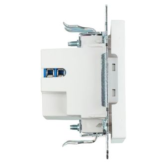 Розетка USB 2-местная + type C (механизм), STEKKER GLS10-7116-01, 250В, 3А, max 20W, серия Катрин, белый, 50051