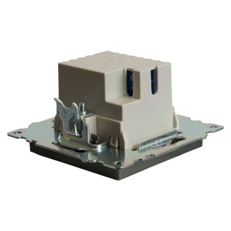 Розетка 2-местная USB + type C (механизм), 250В, 3А, max 20W, серия Катрин, графит, GLS10-7116-06, STEKKER, 50052