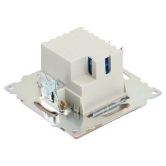 Розетка 2-местная USB + type C, STEKKER GLS10-7116-04, 250В, 3А, max 20W, серия Катрин, шоколад, 50057