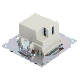 Розетка 2-местная USB + type C, STEKKER GLS10-7116-04, 250В, 3А, max 20W, серия Катрин, шоколад, 50057