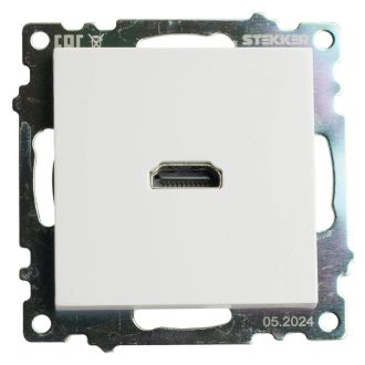 Розетка HDMI 2.1, Type A (механизм), STEKKER GLS00-7118-01, серия Катрин, белый, 50058