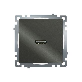 Розетка HDMI 2.1, Type A (механизм), серия Катрин, графит, GLS00-7118-06, STEKKER, 50059