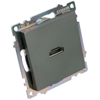 Розетка HDMI 2.1, Type A (механизм), серия Катрин, графит, GLS00-7118-06, STEKKER, 50059