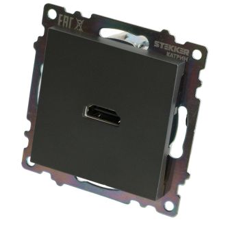 Розетка HDMI 2.1, Type A (механизм), серия Катрин, графит, GLS00-7118-06, STEKKER, 50059
