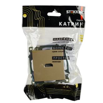Розетка HDMI 2.1, Type A (механизм), STEKKER, GLS00-7118-08, серия Катрин, золото, 50060