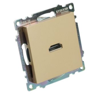 Розетка HDMI 2.1, Type A (механизм), STEKKER, GLS00-7118-08, серия Катрин, золото, 50060