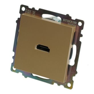 Розетка HDMI 2.1, Type A (механизм), STEKKER, GLS00-7118-08, серия Катрин, золото, 50060