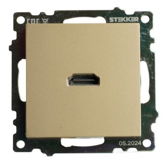 Розетка HDMI 2.1, Type A (механизм), STEKKER, GLS00-7118-08, серия Катрин, золото, 50060