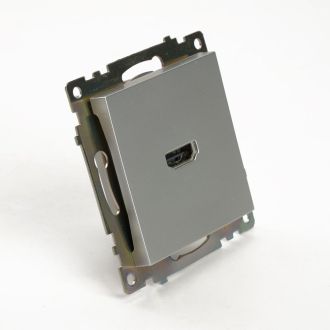 Розетка HDMI 2.1, Type A (механизм), STEKKER GLS00-7118-03, серия Катрин, серебро, 50061