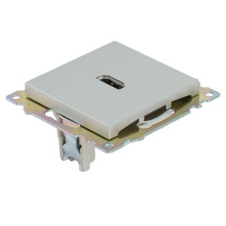 Розетка HDMI 2.1, Type A (механизм), STEKKER GLS00-7118-03, серия Катрин, серебро, 50061