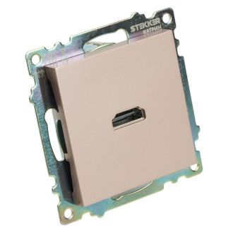 Розетка HDMI 2.1, Type A (механизм), STEKKER GLS00-7118-02, серия Катрин, шампань, 50063