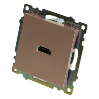 Розетка HDMI 2.1, Type A (механизм), STEKKER GLS00-7118-02, серия Катрин, шампань, 50063