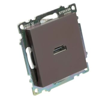 Розетка HDMI 2.1, Type A (механизм), STEKKER GLS00-7118-04, серия Катрин, шоколад, 50064