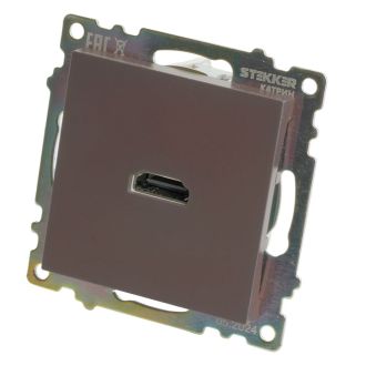 Розетка HDMI 2.1, Type A (механизм), STEKKER GLS00-7118-04, серия Катрин, шоколад, 50064